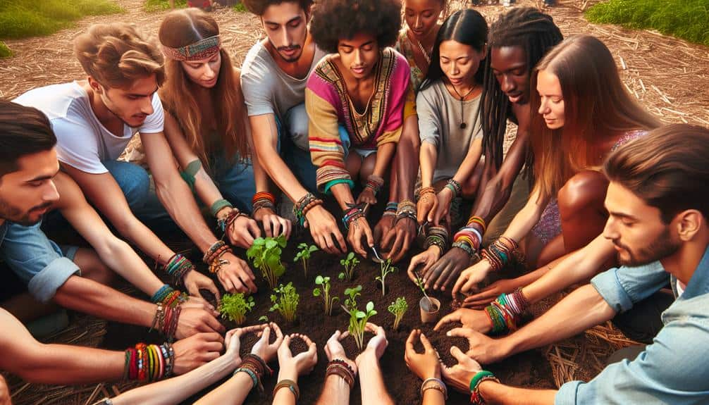 Youths working together to plant