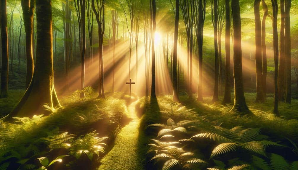 trees surrounded by a cross that shows how to be content as a Christian
