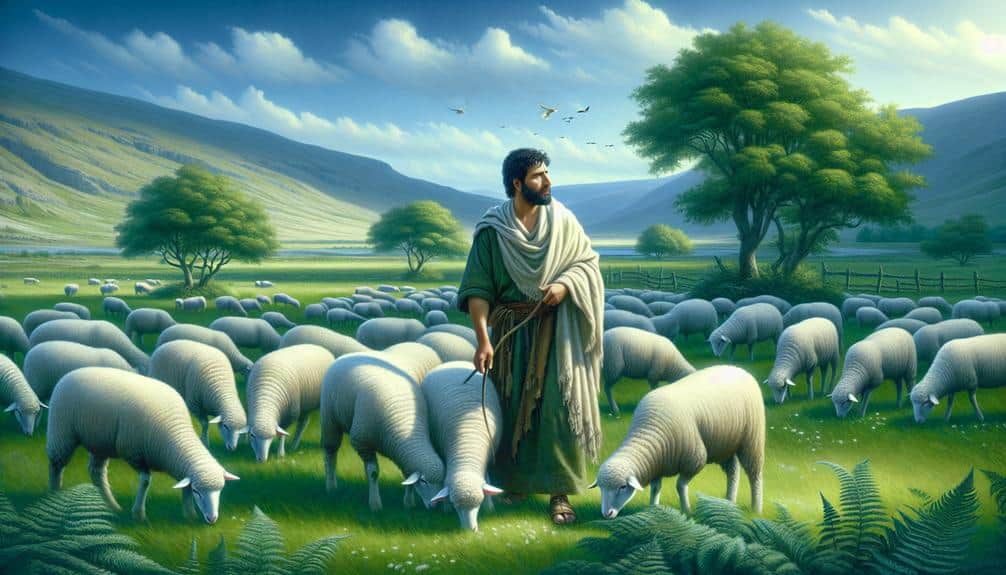 Shepherd with his sheep. He is a faithful shepherd. 