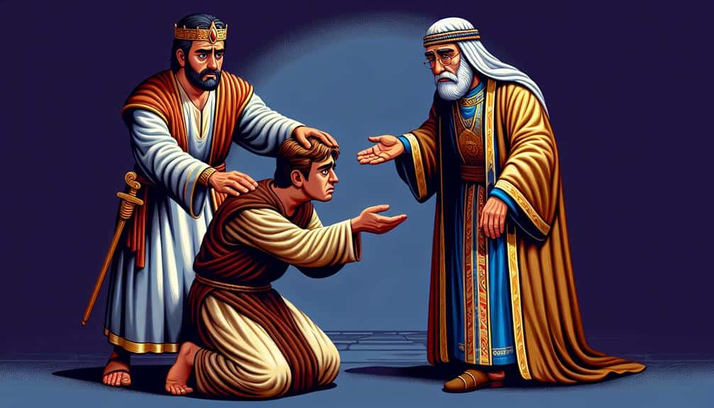 man bowing for mercy in front of the King 