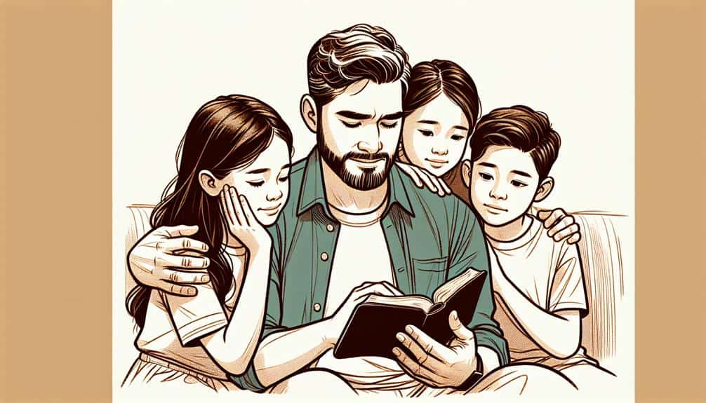 Father reading to his kids 
