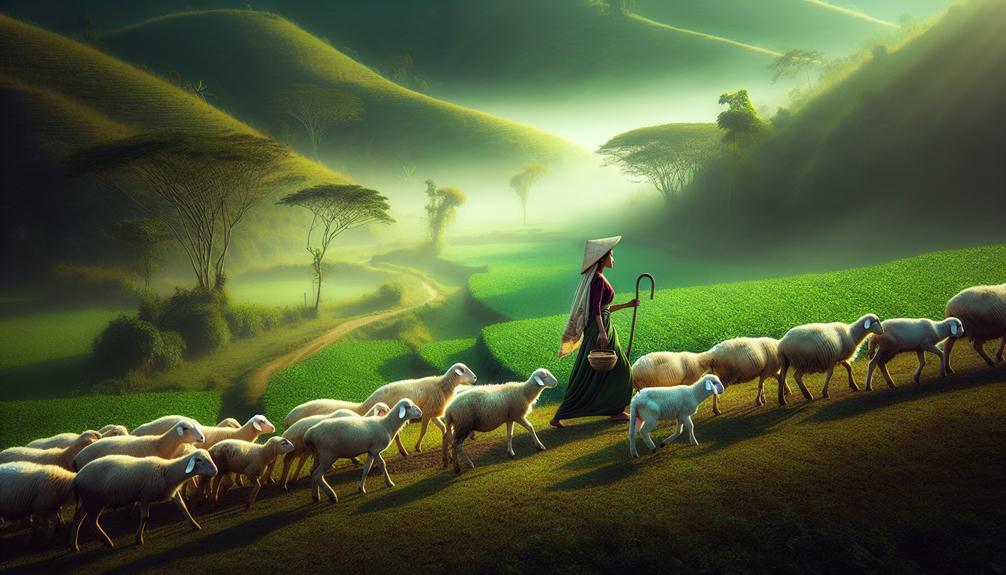 Shepherd leading the Sheep
