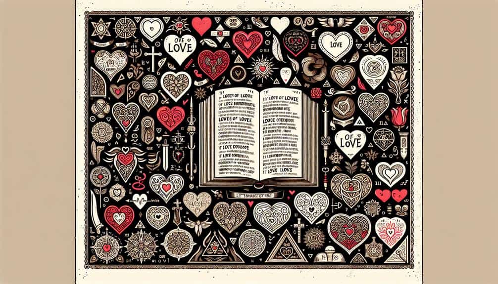 A book surrounded by hearts and Crosses 