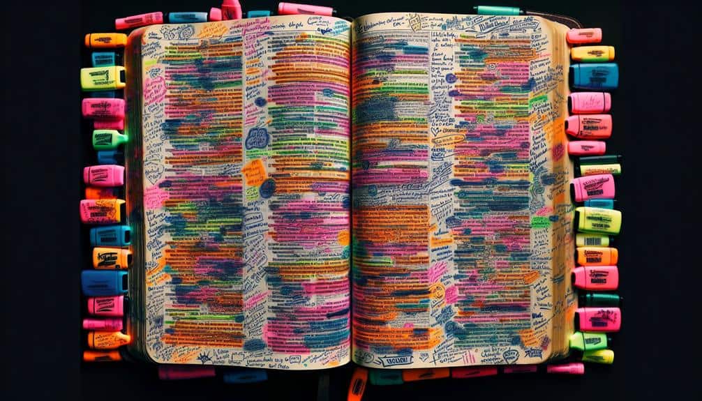 Bible filled with highlights and notes